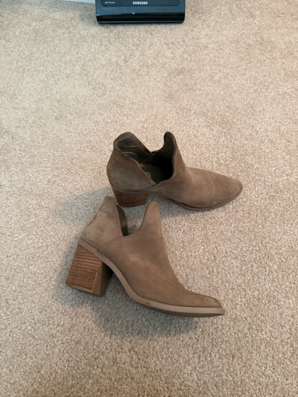 Steve Madden Petra Taupe Slip-On Ankle Booties with Block Heel - Picture 8 of 8